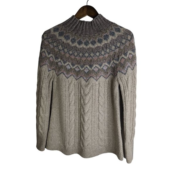 Chico's Mock Neck Cable Knit Yarn Pullover Sweater Textural Yarn Cozy sz 0 S - Picture 1 of 7